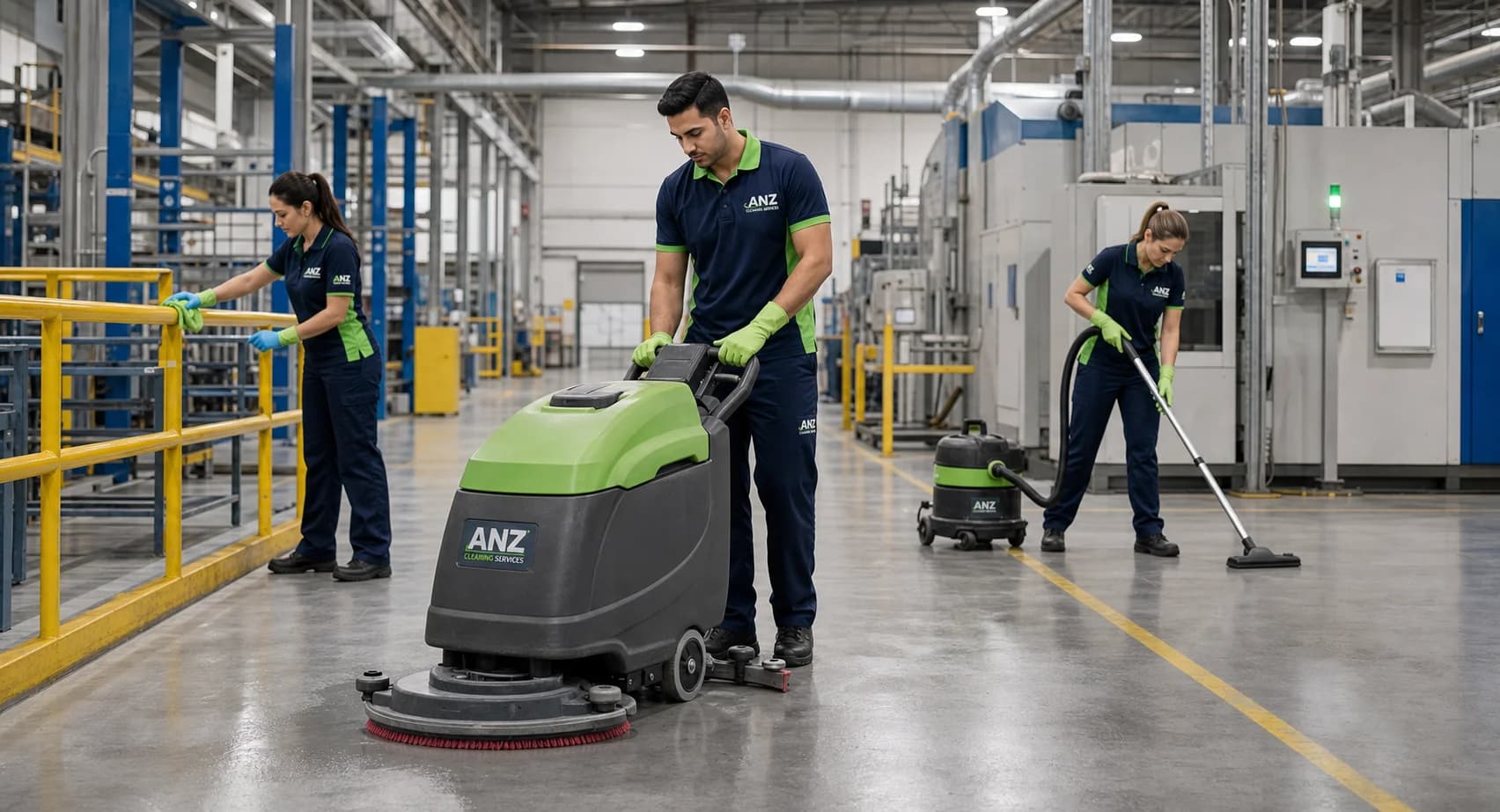 Industrial cleaning team at Silverwater warehouse — ANZ Cleaning Services